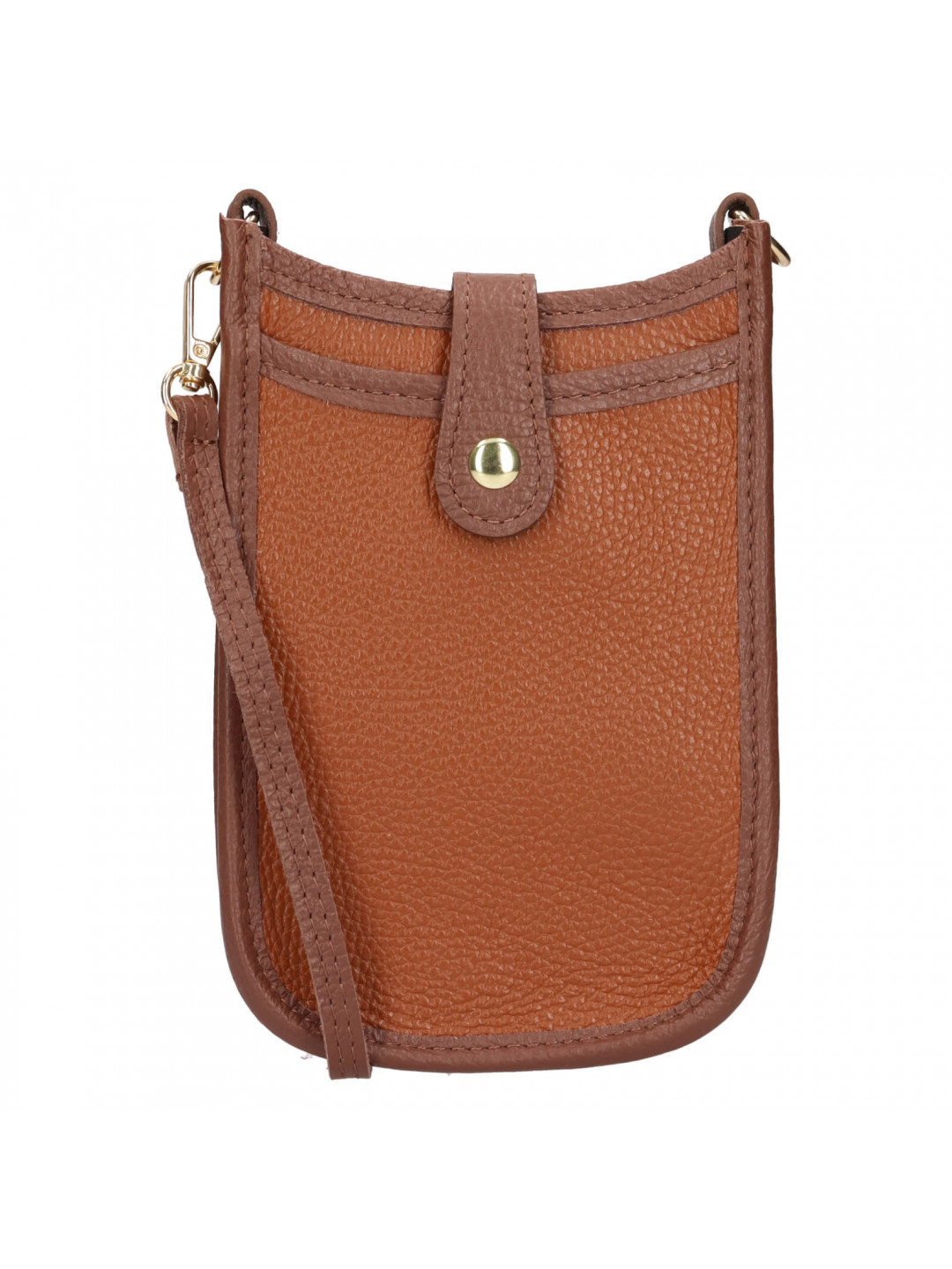 Dámská kožená kabelka na mobil a doklady Italia Simma – hnědá-tmavě hnědá